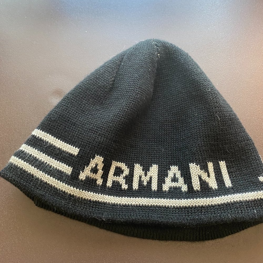 Armani Jeans vintage men’s acrylic/wool big logo beanie hat